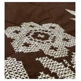 Handmade Full Size Cream and Brown Cross Stitch Flower Quilt