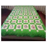 Handmade Twin Size Light Green State Birds Quilt