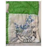 Handmade Twin Size Light Green State Birds Quilt