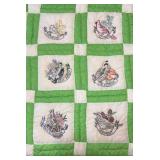 Handmade Twin Size Light Green State Birds Quilt