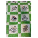 Handmade Twin Size Light Green State Birds Quilt