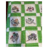 Handmade Twin Size Light Green State Birds Quilt