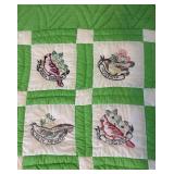 Handmade Twin Size Light Green State Birds Quilt
