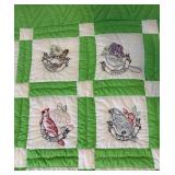 Handmade Twin Size Light Green State Birds Quilt