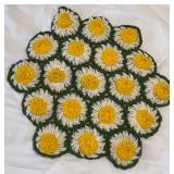 Handmade Vintage Daisy Crochet Throw Blanket with Matching Doily