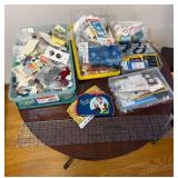 Mid Century Modern Wooden 3 Tier Accordion Sewing Box with Sewing Supplies