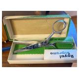 Mid Century Modern Wooden 3 Tier Accordion Sewing Box with Sewing Supplies