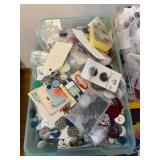 Mid Century Modern Wooden 3 Tier Accordion Sewing Box with Sewing Supplies