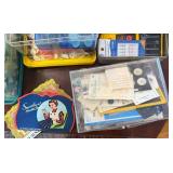 Mid Century Modern Wooden 3 Tier Accordion Sewing Box with Sewing Supplies