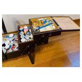 Mid Century Modern Wooden 3 Tier Accordion Sewing Box with Sewing Supplies