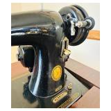 Vintage Singer Sewing Machine Model 66 in Wooden Cabinet