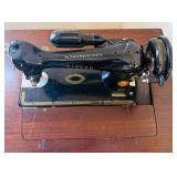 Vintage Singer Sewing Machine Model 66 in Wooden Cabinet