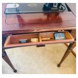 Vintage Singer Sewing Machine Model 66 in Wooden Cabinet