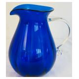 Blenko Hand Blown Cobalt Glass Pitcher