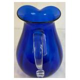 Blenko Hand Blown Cobalt Glass Pitcher