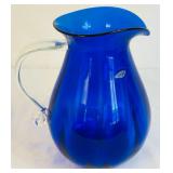 Blenko Hand Blown Cobalt Glass Pitcher