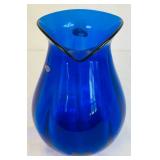 Blenko Hand Blown Cobalt Glass Pitcher