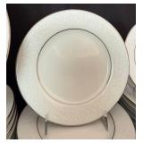 Noritake Tahoe 2585 China Set - White On White Floral Design with Platinum Trim
