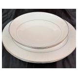Noritake Tahoe 2585 China Set - White On White Floral Design with Platinum Trim