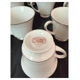 Noritake Tahoe 2585 China Set - White On White Floral Design with Platinum Trim
