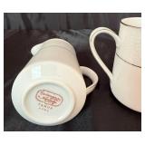 Noritake Tahoe 2585 China Set - White On White Floral Design with Platinum Trim