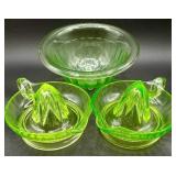Uranium Glass Collection - Citrus Juicers and Mixing Bowl