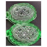 Uranium Glass Collection Lot 2 - Lorian Green Plate and Sugar & Creamer Set
