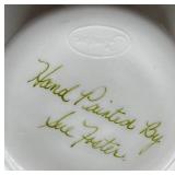 Kanawha Cabbage Rose Milk Glass Slippers and Vintage Hand Painted Silver Crest Ruffled Vase