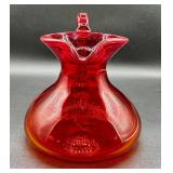 Vintage Blenko MCM Large Amberina Pitcher with Handle