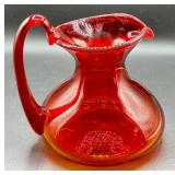 Vintage Blenko MCM Large Amberina Pitcher with Handle