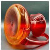 Vintage Blenko MCM Large Amberina Pitcher with Handle