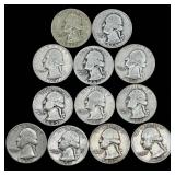 12 Washington Quarters 1937-1952 - 90% Silver