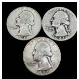 12 Washington Quarters 1937-1952 - 90% Silver