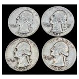 12 Washington Quarters 1937-1952 - 90% Silver