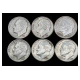 Decade of Dimes 33 dimes from 1950-1959 90% Silver