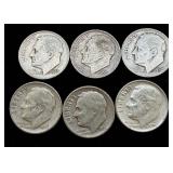 Decade of Dimes 33 dimes from 1950-1959 90% Silver