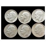 Decade of Dimes 33 dimes from 1950-1959 90% Silver