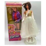 1967 Miss America Barbie and 1980 Rolller Skating Barbie with Walk Lively Barbie Doll Stand