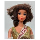 1967 Miss America Barbie and 1980 Rolller Skating Barbie with Walk Lively Barbie Doll Stand