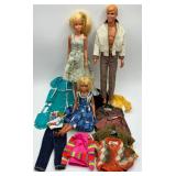 Collection of 2 Malibu Barbies 1966, 1967 and 1 Ken Doll 1968 with Clothing