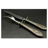 Sterling Silver Bundle of Weighted Candlesticks and Carving Set with Sterling Handles