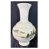 Hand Painted Japanese Porcelain Vase with Wooden Stand and Japanese Imari-Style Plate Shogun Dynasty