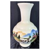 Hand Painted Japanese Porcelain Vase with Wooden Stand and Japanese Imari-Style Plate Shogun Dynasty