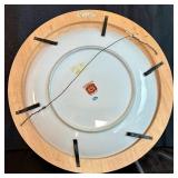 Hand Painted Japanese Porcelain Vase with Wooden Stand and Japanese Imari-Style Plate Shogun Dynasty