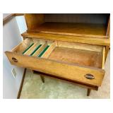 Bassett Furniture Mid Century Modern Walnut 3 Door Hutch with Detachable Top