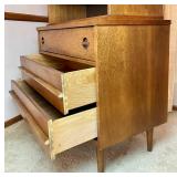 Bassett Furniture Mid Century Modern Walnut 3 Door Hutch with Detachable Top