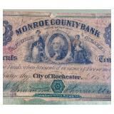 Framed 1862 10-Cent Bank Note Issued by Monroe County Bank of Rochester, NY