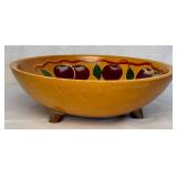 Hand Painted Wooden Lazy Susan, Box Purse and Munising 3-footed Serving Bowl