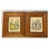 Set of 5 Vintage "La Mode Illustree" Victorian French Fashion Framed Art