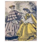 Set of 5 Vintage "La Mode Illustree" Victorian French Fashion Framed Art